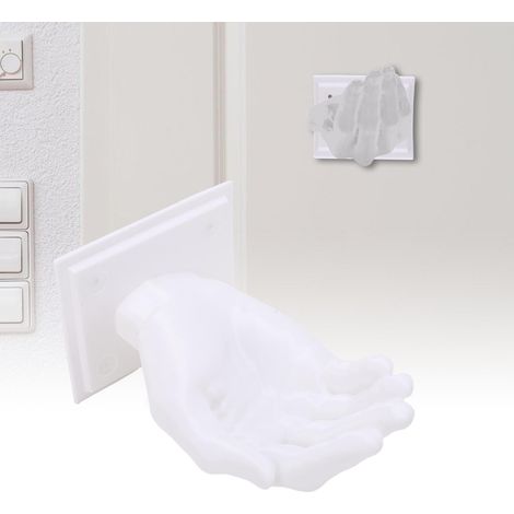 Patère murale créative multifonction imprimée 3D modèle Main - PLA Blanc 185g (18,4x11cm) avec 4 vis (1/5)