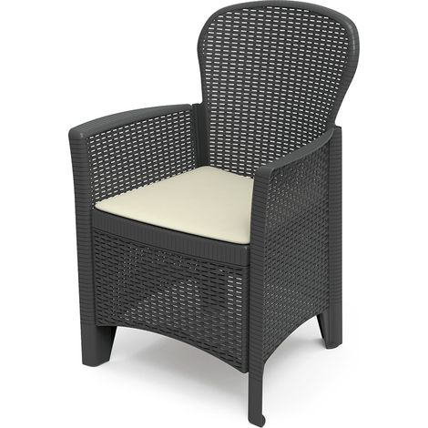 Butaca imitación rattan folia color antracita 60 x 58 x 89 cm