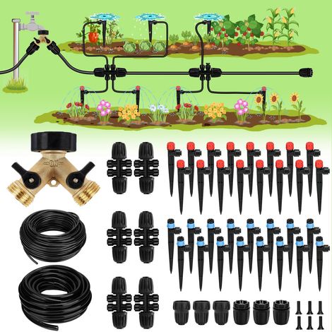 Sistema di irrigazione a goccia per giardino da 100FT/30 m - Kit di irrigazione automatico, tubo principale da 16 mm e tubo di derivazione da 6 mm (1/5)