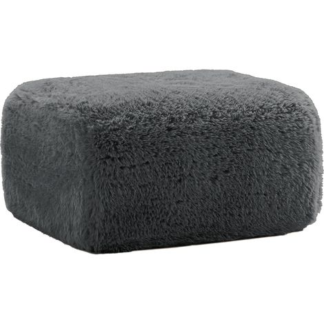 Pouf en peluche grise, assise confortable et décorative pour salon, chambre ou bureau – gonflable, portable et facile à ranger (1/4)