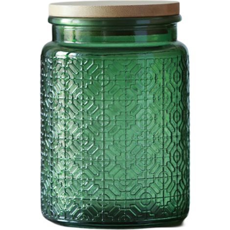 Bocal en verre, bonbonnière avec couvercle, bocal Mason coloré vintage pour la cuisine, bocal décoratif pour café, thé, bonbons et biscuits, joli bocal (1/5)