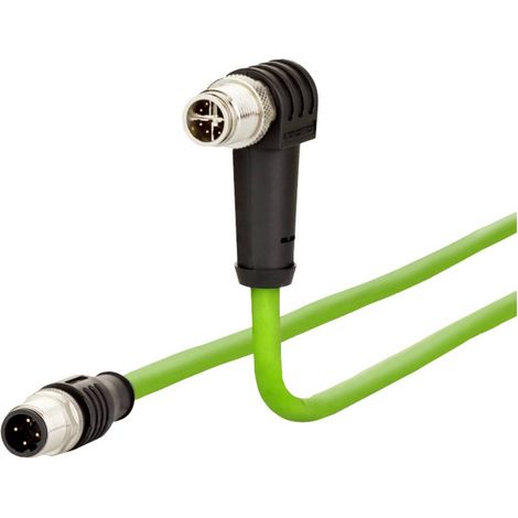 Metz Connect 142M2X1B050 M12 Câble réseau, câble patch CAT 6a S/FTP 5.00 m vert gaine PUR, résistant aux acides, résistant à l'ozone, résistant C878952 (1/3)