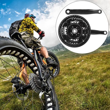 Manivelle VTT en acier carbone 24-34-42 dents avec protège-chaîne pour vélo tout-terrain et route