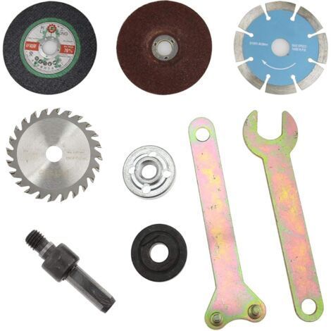 FITLAB-Adaptateur de conversion pour perceuse à main 9 pièces, clé pour meuleuse d'angle, adaptateur de foret à tige de 10 mm (pour le meulage, la coupe de carrelage, la coupe de métal) avec disque de (1/5)
