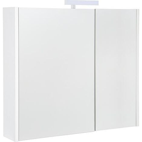 Armoire à glace Akira avec éclairage LED, 2 portes, frêne blanc, 800x700x155mm (1/5)
