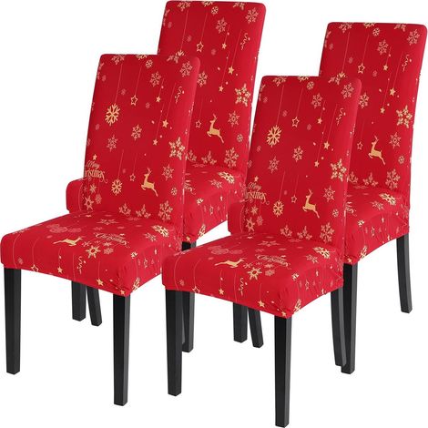 Housse De Chaise - Extensible Polyester Pour Chaise Hauteur Dossier 45-60 Cm Longueur Assise 40-50 Cm Largeur Assise 40-50 Cm - Décoration Festive Noël - Lot De 4 (1/5)