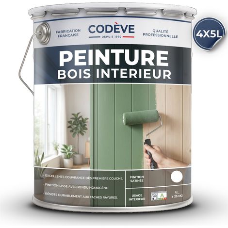 Peinture Bois Interieur - 4x5 L - Codeve Bois - RAL 5014 - Bleu pigeon - Intérieure Pour La Décoration De Votre Bois, Lambris Ou Plinthe. (1/5)