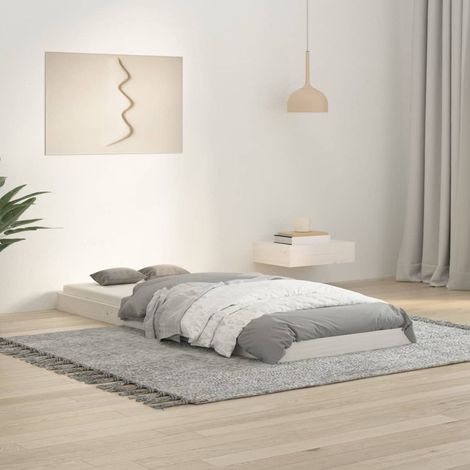 vidaXL Giroletto senza Materasso Bianco 75x190 Legno Massello di Pino