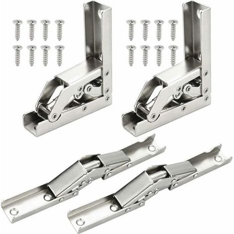 4PCS Charnières Pliant 90 Degré Plein Recouvrante Charniere Porte en Acier Inoxydable Charniere Meuble Cuisine Invisible avec 16 Vis (1/4)