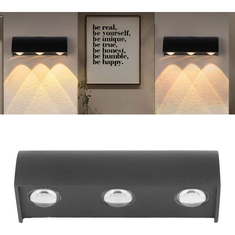 Applique murale extérieure minimaliste moderne en aluminium, pour salon, chambre, lampe de chevet, bar, KTV, couloir, 3 LED, 3W, étanche pour intérieur et extérieur, cour, éclairage décoratif mural ex (1/5)