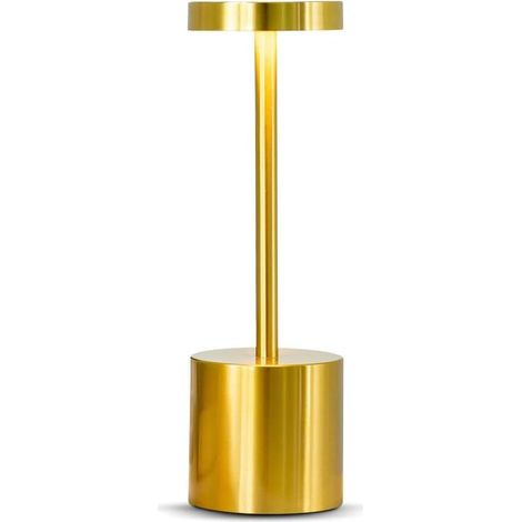 Lampe de table LED sans fil dorée, tactile, intensité réglable 3 couleurs (1/5)