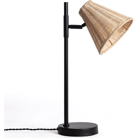 Tischlampe Metall und Rattan Cesto Schwarz (1/5)