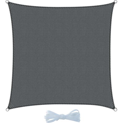 Quadratisches Sonnensegel, 2,5 x 2,5 m, wasserdichtes Sonnensegel, 95 % UV-Schutz, für Terrasse, Balkon, Garten, Terrasse im Freien, Anthrazit