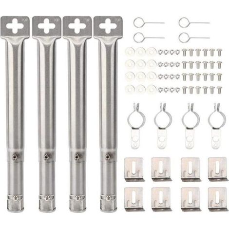 Ensemble de 4 Tubes de Brûleur en Acier Inoxydable pour Barbecue à Gaz - Réglable de 12" à 17,5" (1/4)