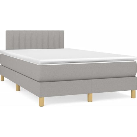 Sommier à lattes de lit matelas LED gris clair 120x190 tissu (1/5)