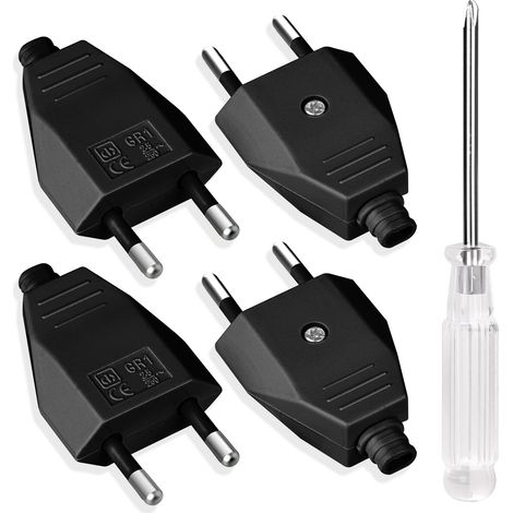 4PCS Fiche Européenne Plate,Fiche mâle,Prise Electrique Male 250V2.5A (1/5)