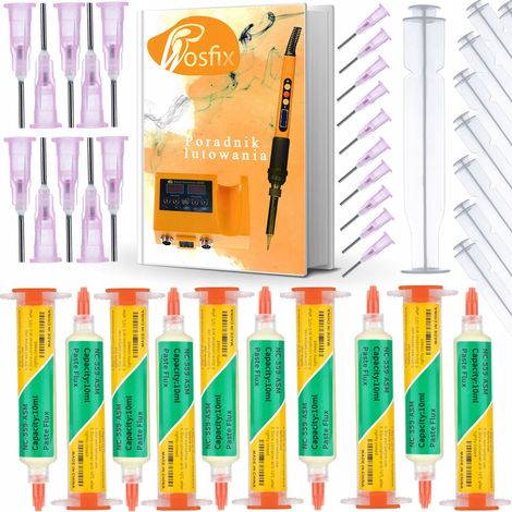 NC-559-ASM Flux en Seringue 10cc Set No-Clean Gel  10x Seringues 20 Aiguilles 10 Pistons  Reballing BGA SMD