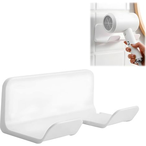 1 Pièce Support de sèche-Cheveux, Support de sèche-Cheveux sans percer,Support de sèche-Cheveux,Support Autocollant sans percer,Support de sèche-Cheveux,Support Mural de sèche-Cheveux (Blanc) (1/5)