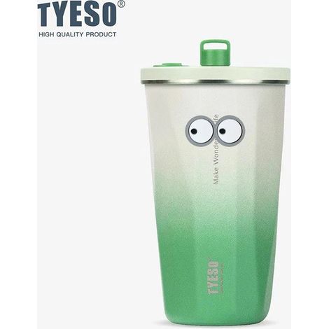 (Vert, 600 ml) Mug à café en acier inoxydable avec paille, thermos de voiture. (1/2)