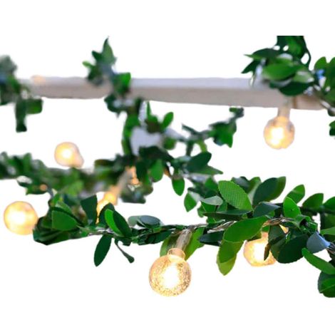 1 Guirlande lumineuse LED, rotin artificiel vert, rose et feuillage, décoration Noël, salon, jardin (1/5)