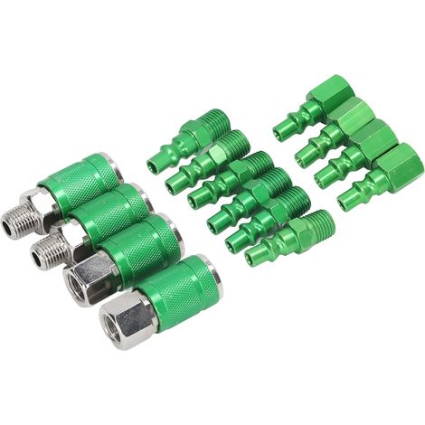 Lot de 14 raccords rapides air : 4 embouts universels et 10 bouchons I/M, alliage aluminium 1/4 pouce NPT, compatible ARO, pour flexible compresseur (1/5)