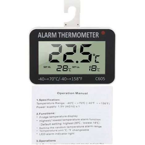 Sonde de testeur de température de thermomètre d'alarme de réfrigérateur numérique LCD pour réfrigérateur congélateur