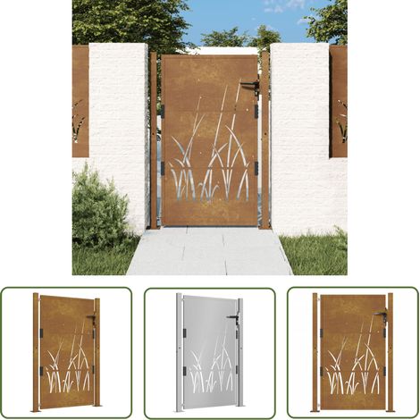 The Living Store Gartentor 105x130 cm Cortenstahl Gras-Design - Gartentor - Cortenstahl - Zaun - Terrassentür - Einfahrtstor (1/5)