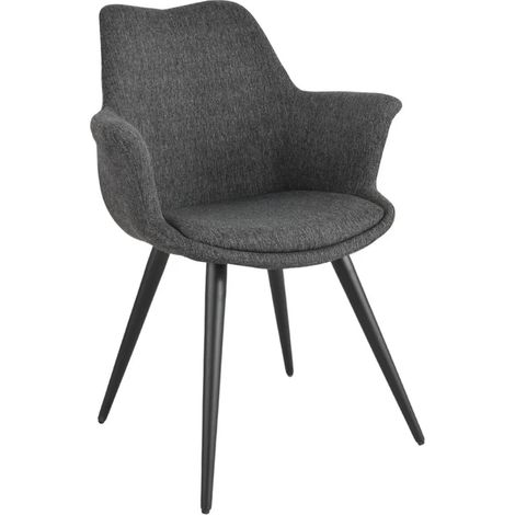 Chaise tissu gris anthracite avec pieds métal et accoudoirs – CALGARY (1/5)