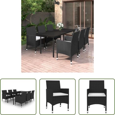 vidaXL Ensemble de salle à manger extérieur - Ensemble à manger de jardin coussins 7 pcs Résine tressée Verre (1/5)