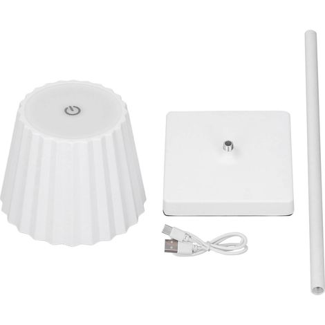 Lampe de table sans fil rechargeable, LED à gradation tactile sans paliers, blanc, pour chambre et salle à manger (1/5)
