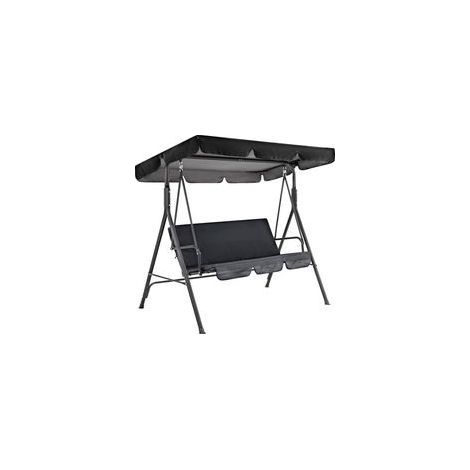 Toit de Rechange Noir pour Balancelle de Jardin 3 Places Toile Universelle, Imperméable, Protection UV pour Mobilier Extérieur (1/5)