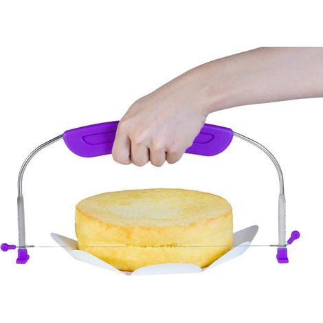 Cortador de pasteles ajustable de doble alambre de acero inoxidable (morado) (1/5)
