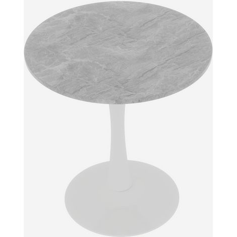 Tavolino rotondo bianco 70 cm in marmo artificiale stile moderno (1/5)