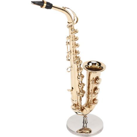 Miniatur-Altsaxophon-Replika mit Ständer und Koffer, Mini-Saxophon-Musikinstrument, Puppenhausmodell, 16 cm (6,3 Zoll) (1/5)