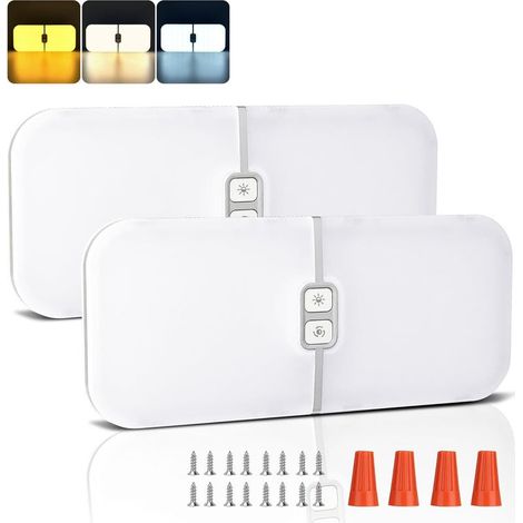 MERTTURM Plafonnier LED 12V Camping Car, Éclairage Voiture Interieur 1800LM Super Lumineux et Fin, 3 Couleurs de Lumière&Luminosité Réglable, Plafonnier Camping for Car Fourgon Remorque Bateau(2PCS) (1/5)