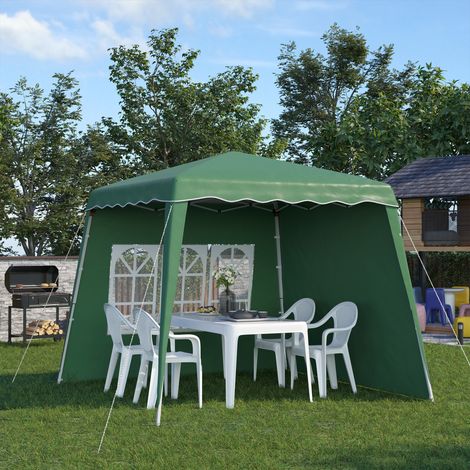Tente Pliante Murs Latéraux Pavillon Jardin Kiosque Hauteur Réglable Uv50+ Protection Green Aménagement Extérieur 2,89x2,89m