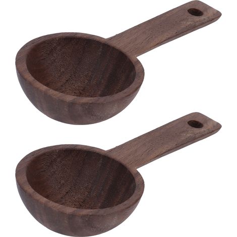 Cuillère à café en bois, cuillère doseuse en noyer, accessoires pour café, thé, sucre, épices (2 pièces) (1/5)