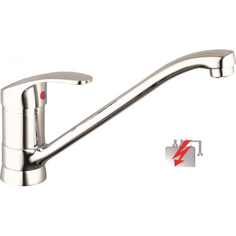 Robinet de cuisine basse pression pivotant à 360° avec fonction anti-retardateur, mitigeur monocommande, chromé