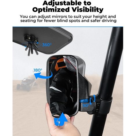 Universal-Kombinationsset für zentrale Rückspiegel und Seitenspiegel für UTVs (All-Terrain Vehicles, Geländefahrzeuge, ATVs). (1/4)