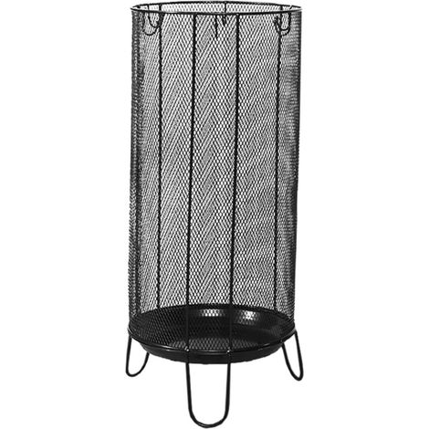 Porte-parapluie en Fer Forgé Noir Compact, Support Autoportant avec Bac Récupérateur Inox, Compatible Parapluies et Cannes pour Entrée et Rangement Maison (1/5)