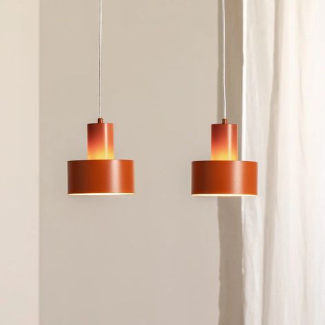 [GEBRAUCHT] B-Ware Sigma Hängeleuchte Pendelleuchte Rif 2 Ziegelrot Linear Stahl 2 Flammig