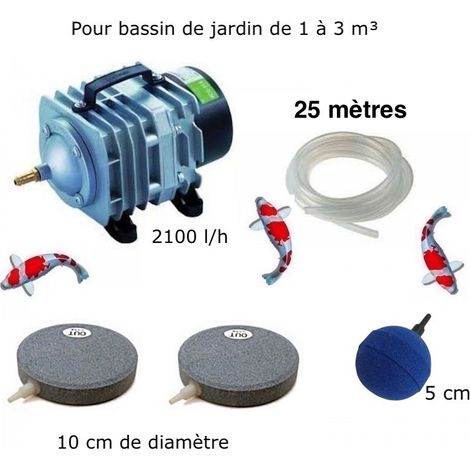 Set Aération 1 boule diffuseur + 2 disques 10 cm Bassin De Jardin De 1000 à 3000 Litres (1/5)
