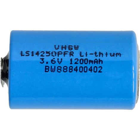 vhbw Lithium LS14250 Round Cell Battery Replacement for 1/2 AA LS14250PFR - Primary Battery with Solder Connections (1200mAh, 3.6 V, Li-SOCl2)