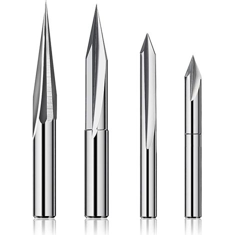 Ensemble de 14 fraises pour défonceuse CNC, fraises à graver et sculpter le bois de 6 mm et 4 mm, fraises à rainurer en V, fraises à profiler, fraises en tungstène (1/4)
