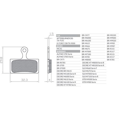 Pastillas de freno para bicicletas eléctricas BRENTA compatibles con Shimano XTR BR-M9000, BR-M9020, BR-M987, BR-M988, BR-M985, XT BR-M8000, BR-M785, SLX BR-M7000, BR-M675, Deore BR-M615 (1/2)