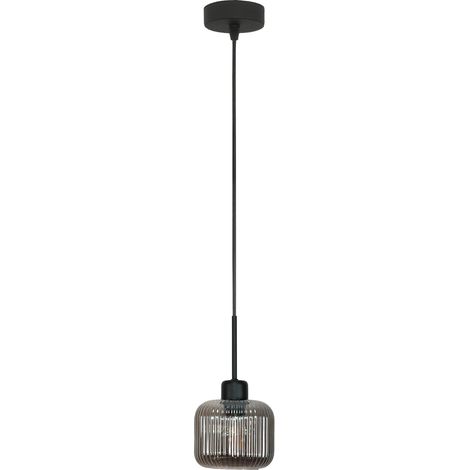 Lampada a sospensione nera con paralume in vetro grafite Beka Grey 15-005