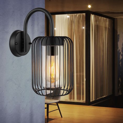 Wandlampe Hauswand Außenwandleuchte Edelstahl Laterne schwarz Terrassenlampe Gartenleuchte , Kunststoff Metall, 1x E27 Fassung, BxH 16x32,5 cm