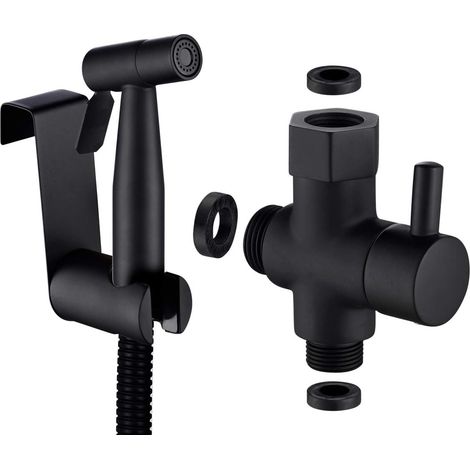 Douchette Bidet - Acier Inoxydable SUS304 - Vanne 3 Voies 3/8 Pouces - Tuyau 1,2 M - Pour WC Suspendus ou À Chasse - Kit Complet