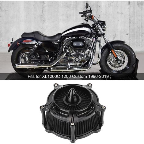 Modifizierter, komplett schwarzer Luftfilter für Harley Sportster XL883 XL1200 Motorrad (883 Modell mit spitzer Spitze) (1/5)