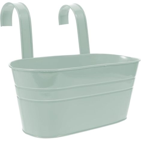 Ciieeo Pot de fleurs ovale suspendu en fer avec double crochet amovible, support décoratif (1/5)
